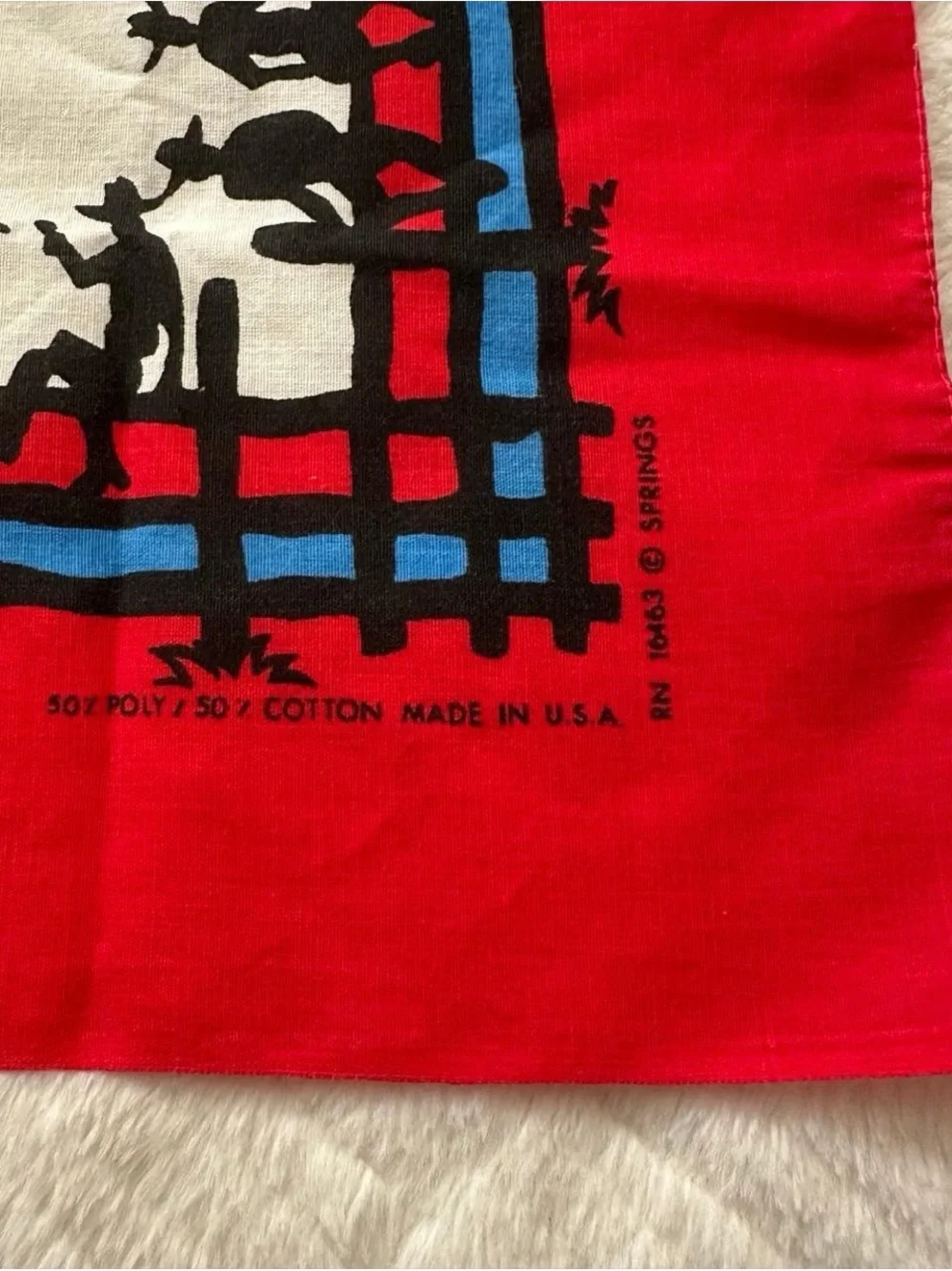 Vintage 1990s Red Western Cowboy cowgirl Print Bandana Scarf